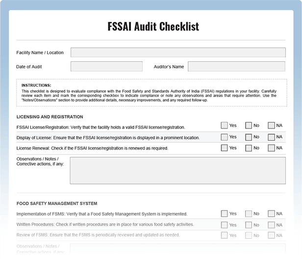 FSSAI Checklist