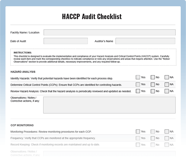 HACCP Audits