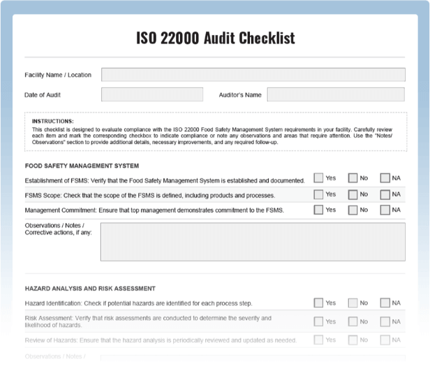 ISO 22000 Audits