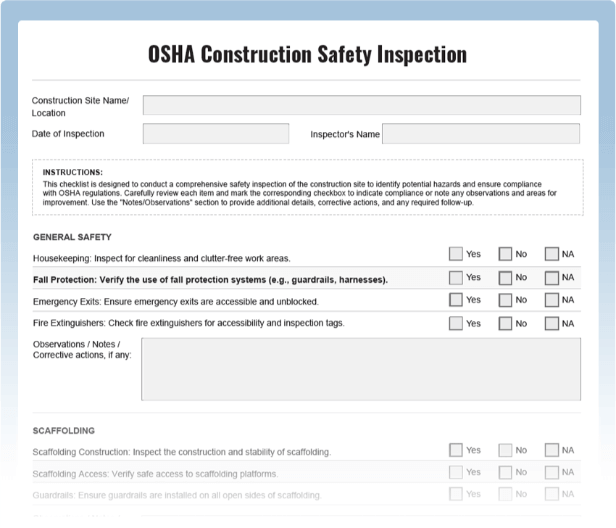 OSHA Construction Industry Checklist