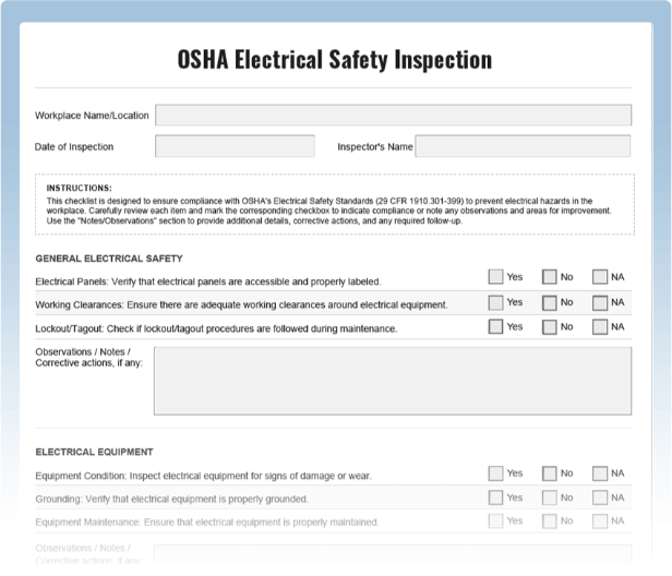 OSHA Electrical Safety Checklist