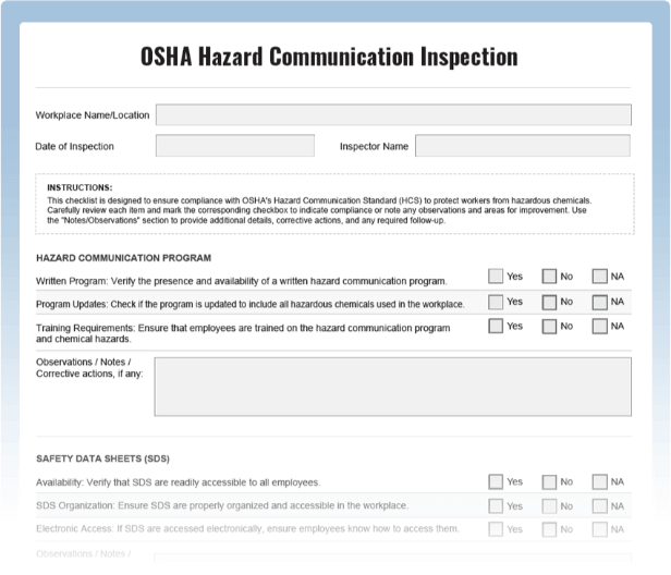 OSHA Hazard Communication Checklist