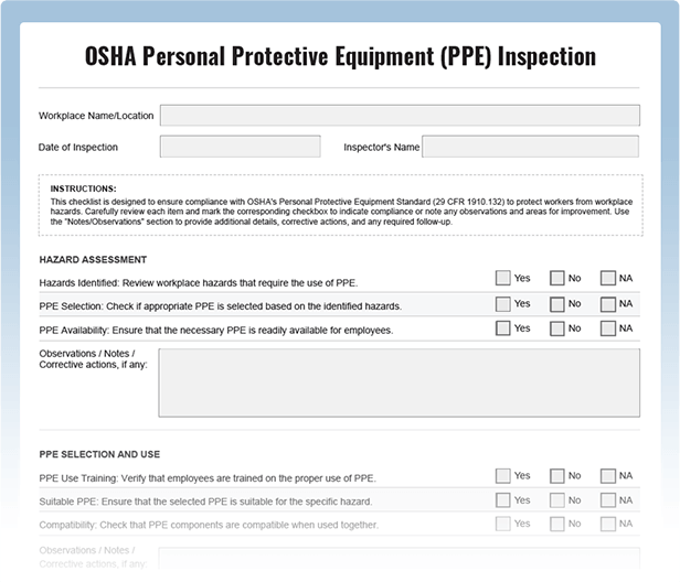 OSHA PPE Checklist