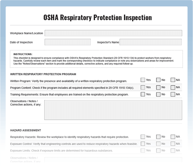 OSHA Respiratory Protection Checklist