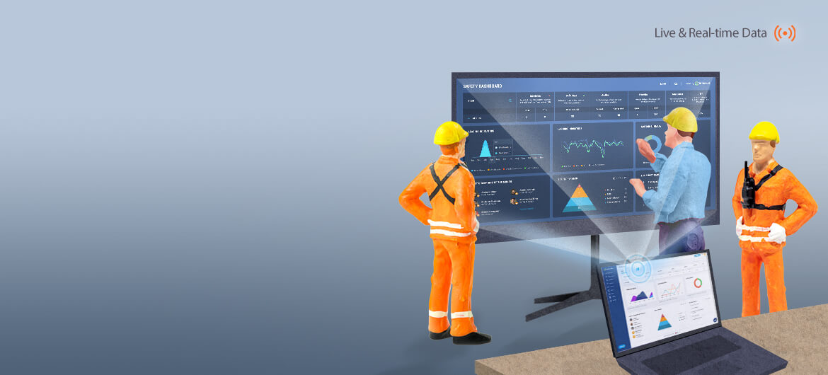 Project real-time safety statistics on LED, touch or smart screens