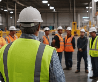Team safety briefing led by supervisor to reinforce safe work culture