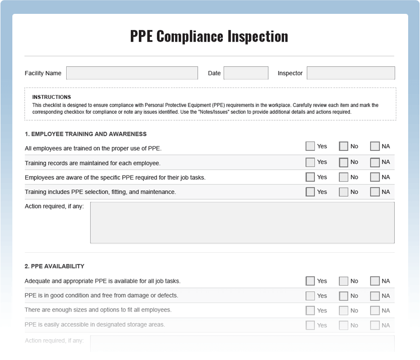 PPE Compliance Checklist – Download Free PDF