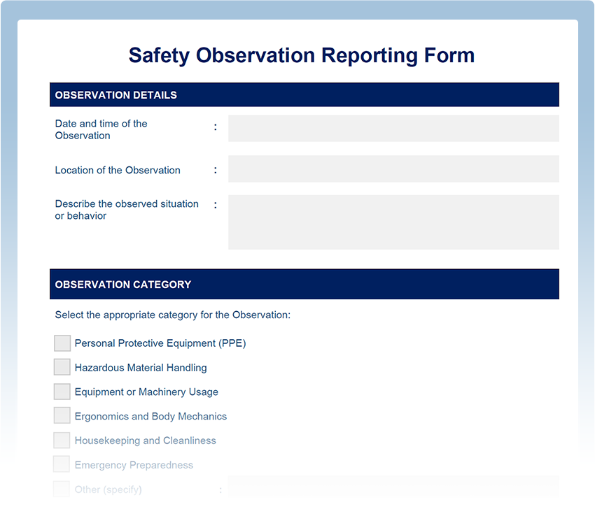 Free Safety Observation Report Template