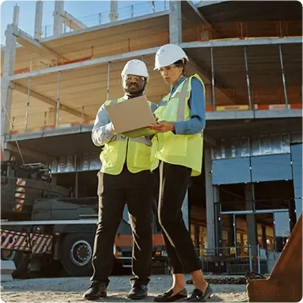 Engineers conducting safety inspection at a construction site