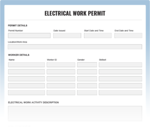 Free Electrical Work Permit Form Template Download as PDF Free Electrical Work Permit Form Template Download as PDF